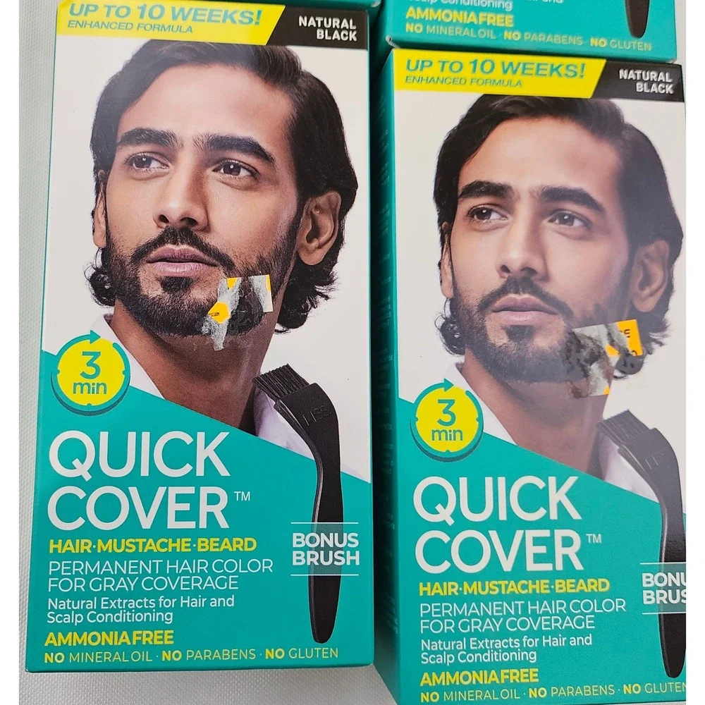 4pk Red by Kiss Quick Cover Men‎ Permanent Hair Color Natural Black QMC03 Beard